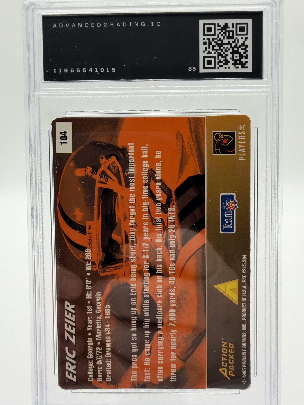 1995 Action Packed Rookies & Stars Eric Zeier #104 Card Advanced Grading 8 RC