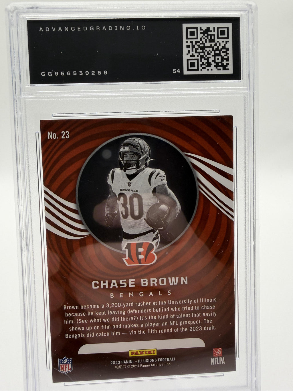 2023 Panini Illusions Chase Brown #23 Card Advanced Grading 8 Bengals Rookie RC
