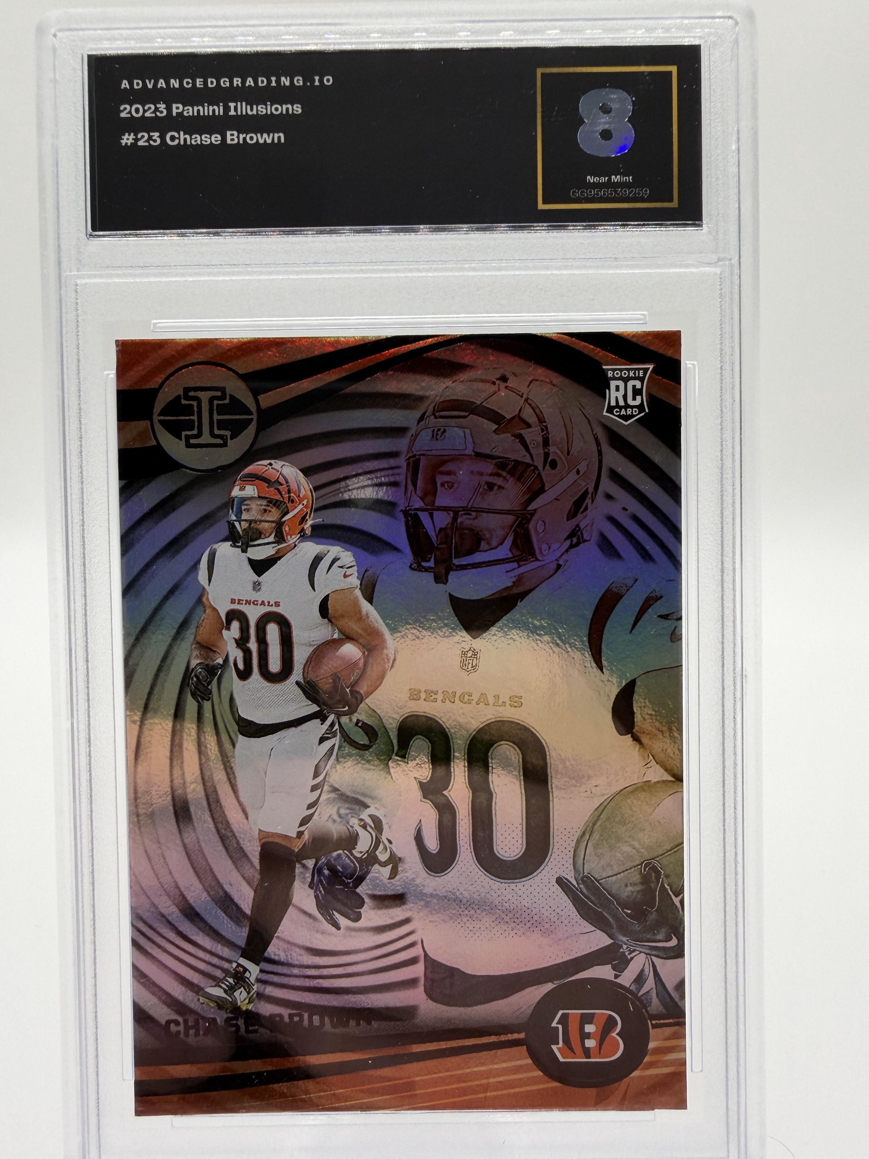 2023 Panini Illusions Chase Brown #23 Card Advanced Grading 8 Bengals Rookie RC