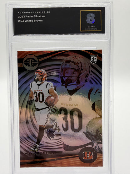 2023 Panini Illusions Chase Brown #23 Card Advanced Grading 8 Bengals Rookie RC