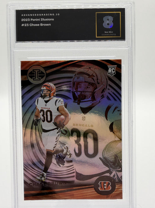 2023 Panini Illusions Chase Brown #23 Card Advanced Grading 8 Bengals Rookie RC