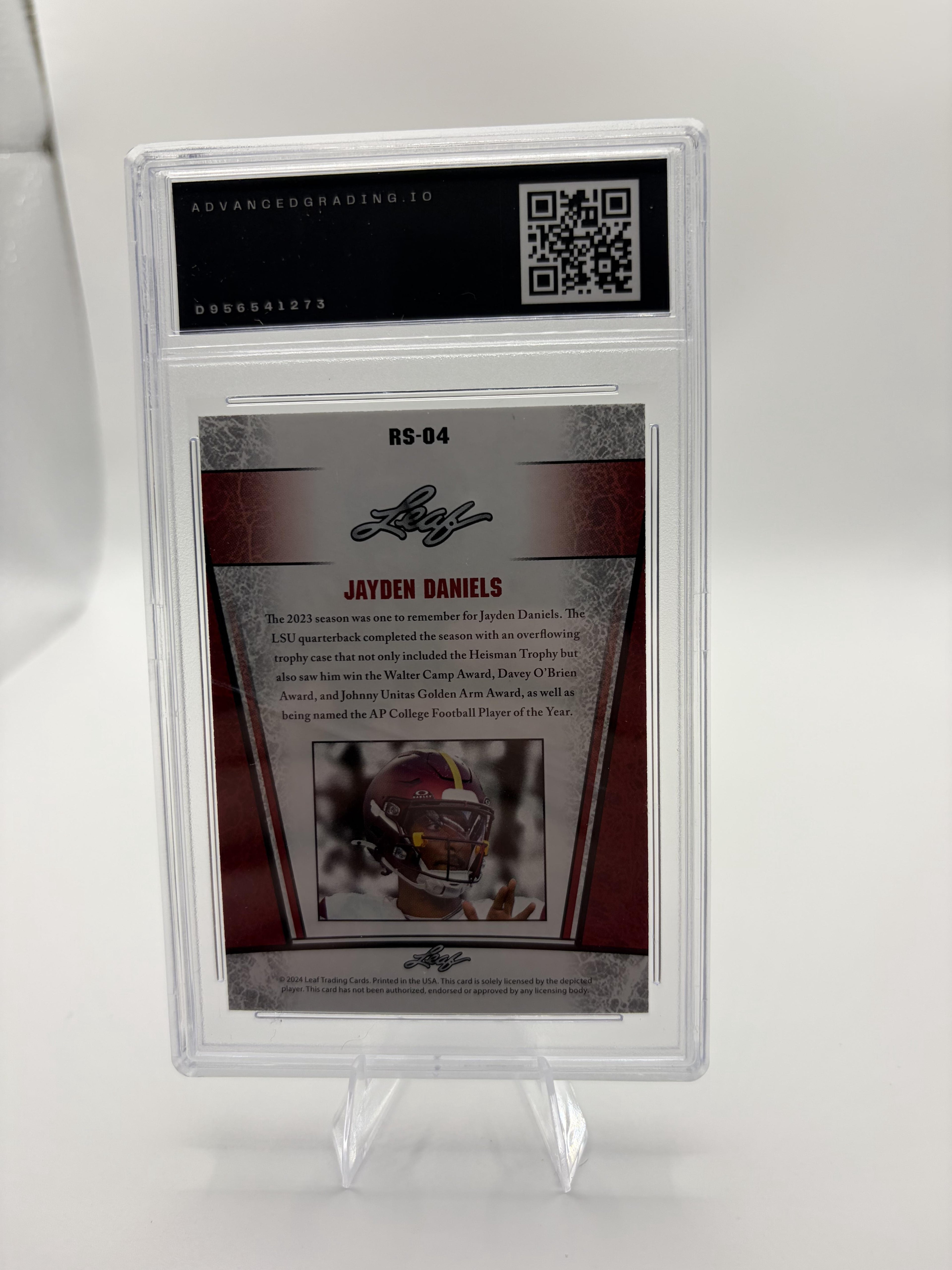 2024 Leaf Jayden Daniels #RS-04 Card Advanced Grading 10 GEM MINT Rookie RC