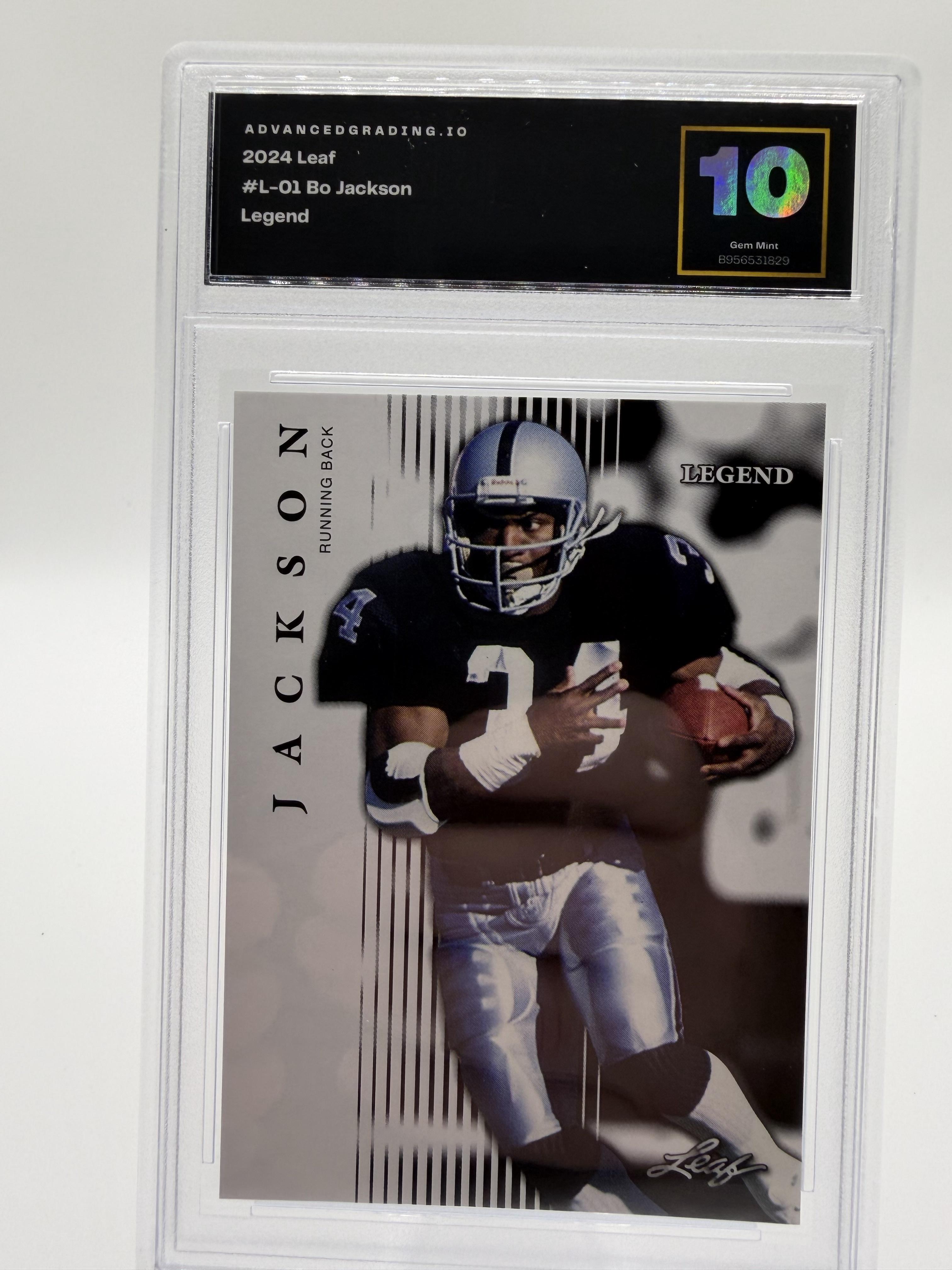 2024 Leaf Bo Jackson Legend #L-01 Card Advanced Grading 10 GEM MINT Raiders
