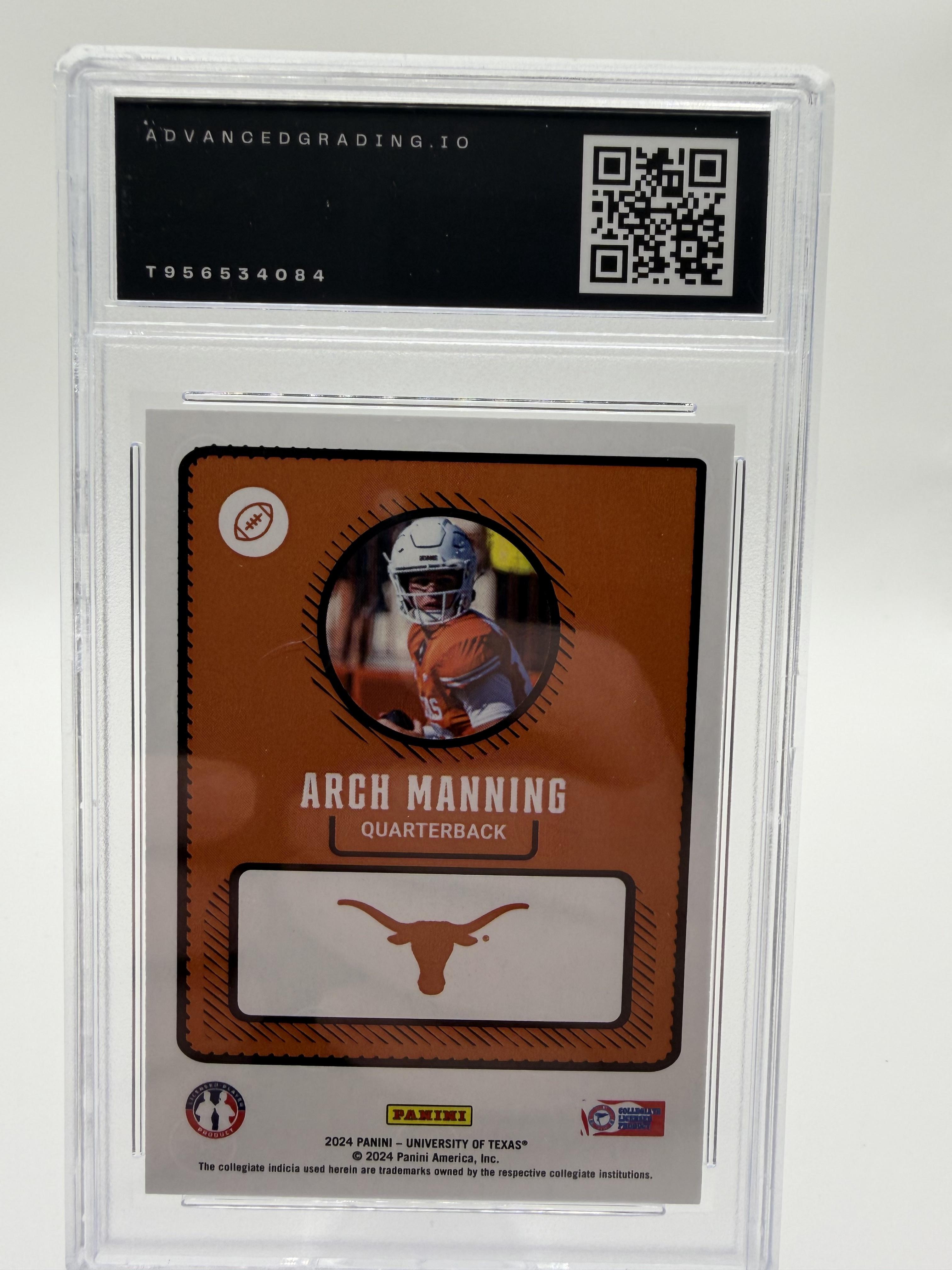 2024 Panini NIL Arch Manning Texas Longhorns Card Advanced Grading 10 GEM MINT