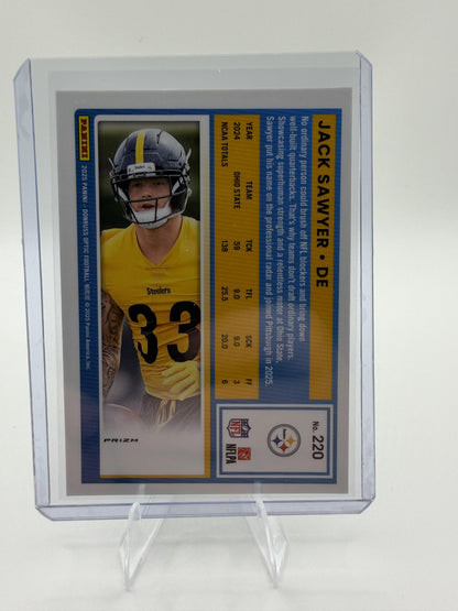 2025 Donruss Optic Jack Sawyer #220 Rated Rookie Purple Shock Prizm RC Card