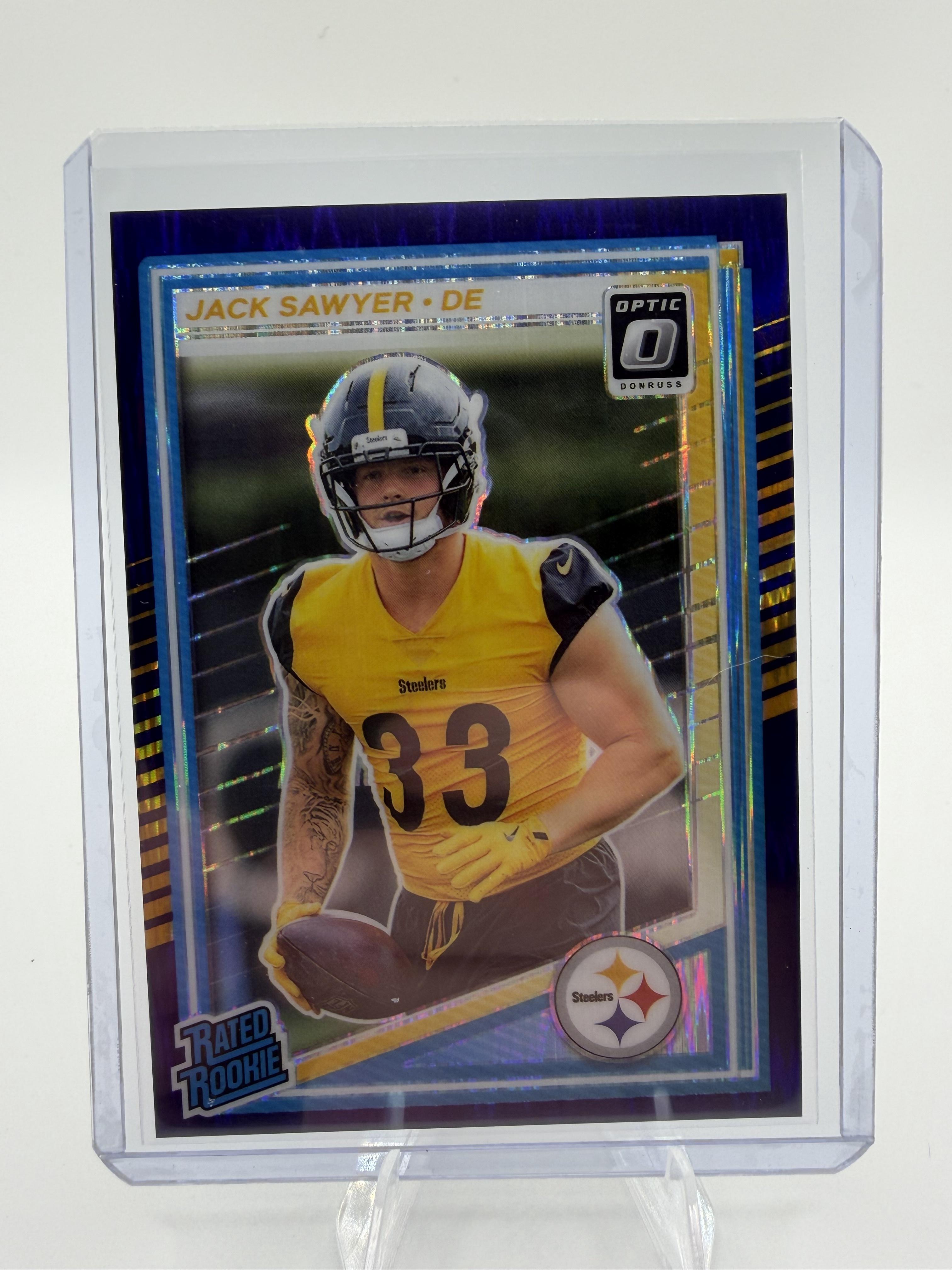 2025 Donruss Optic Jack Sawyer #220 Rated Rookie Purple Shock Prizm RC Card