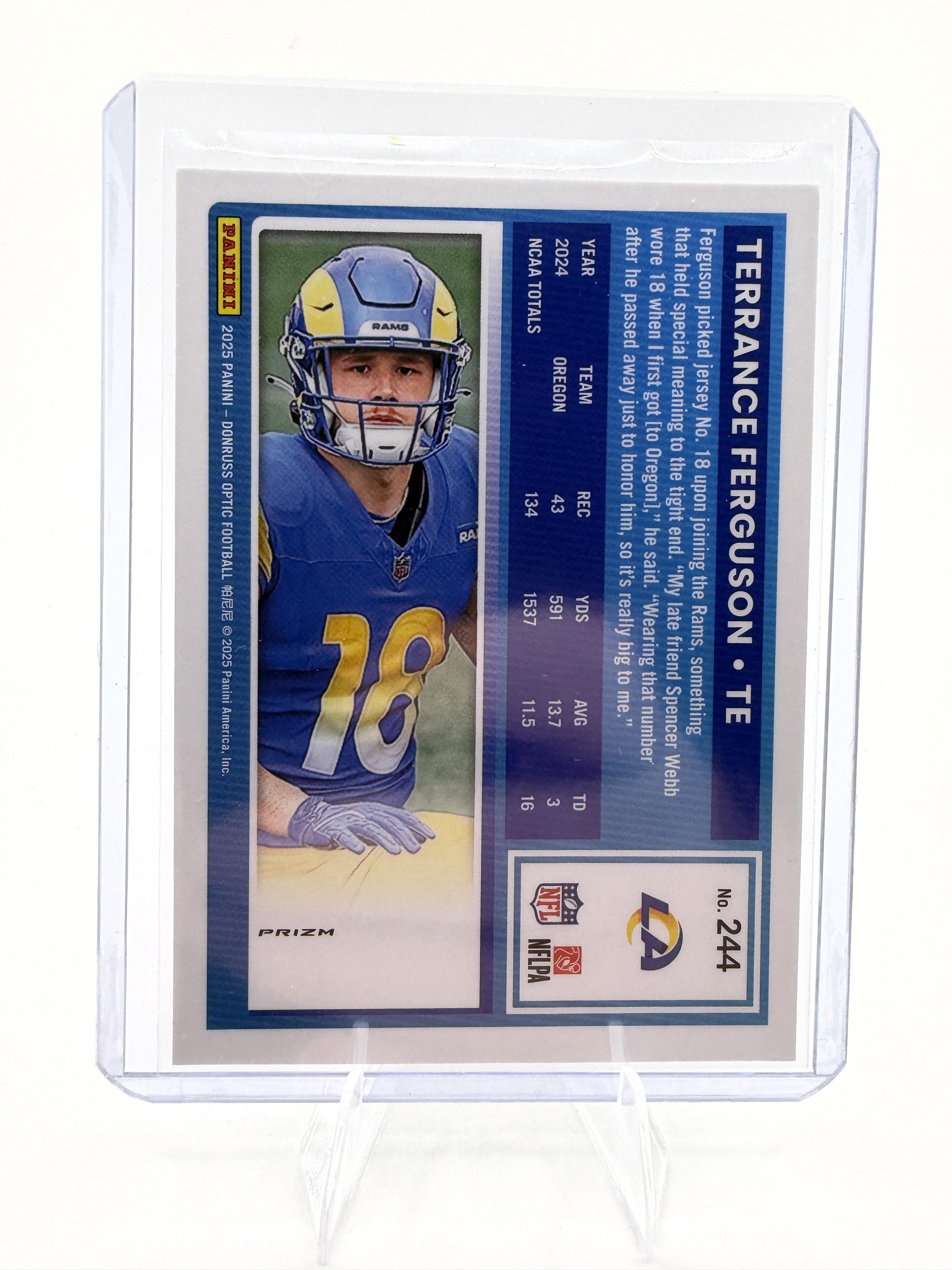 2025 Panini Donruss Optic Terrance Ferguson #244 Blue Hyper Card Rams Rookie RC