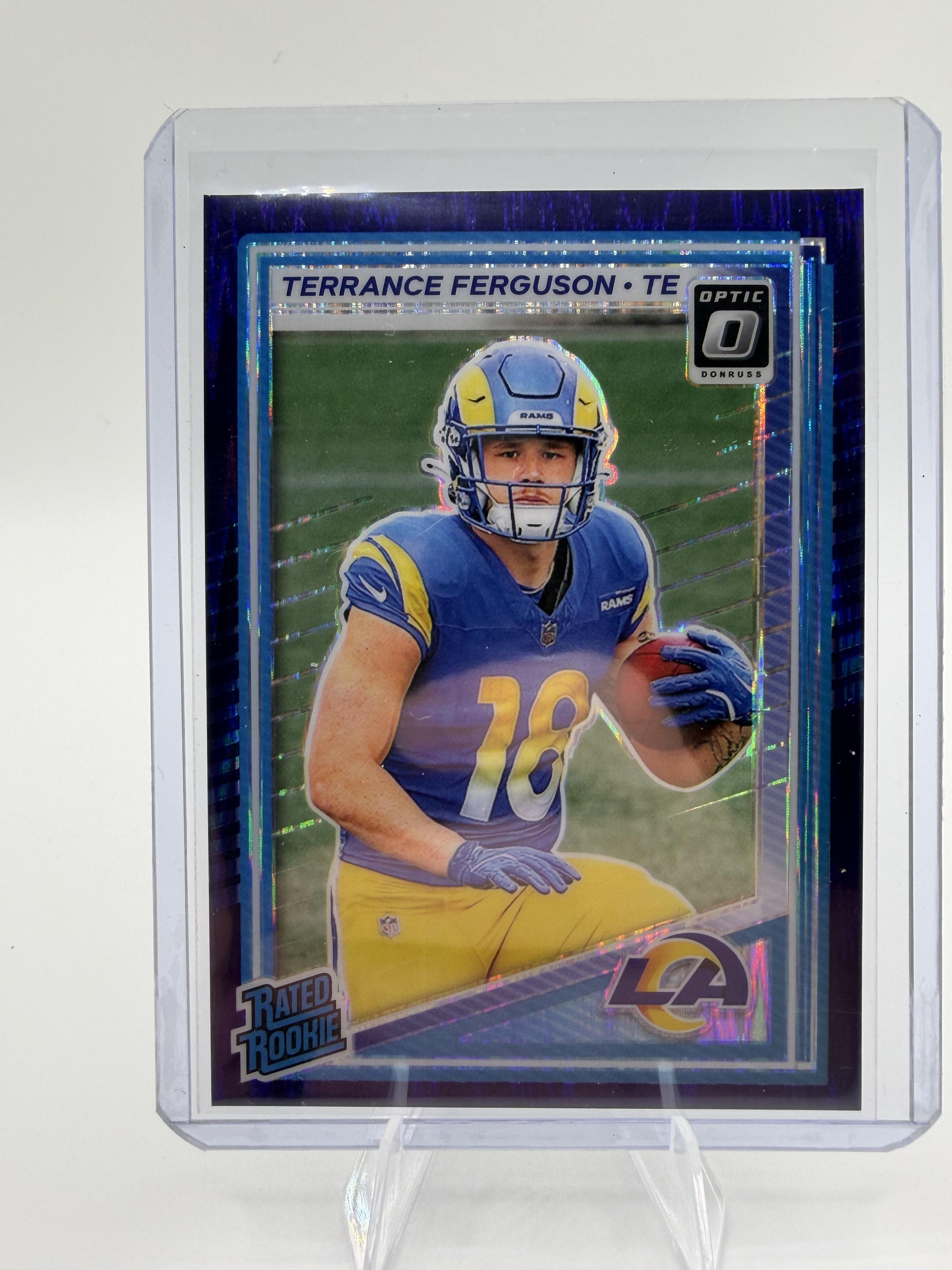 2025 Panini Donruss Optic Terrance Ferguson #244 Blue Hyper Card Rams Rookie RC