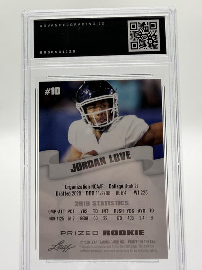 2020 Leaf Prized Rookie Jordan Love #10 Card Advanced Grading 10 GEM MINT RC