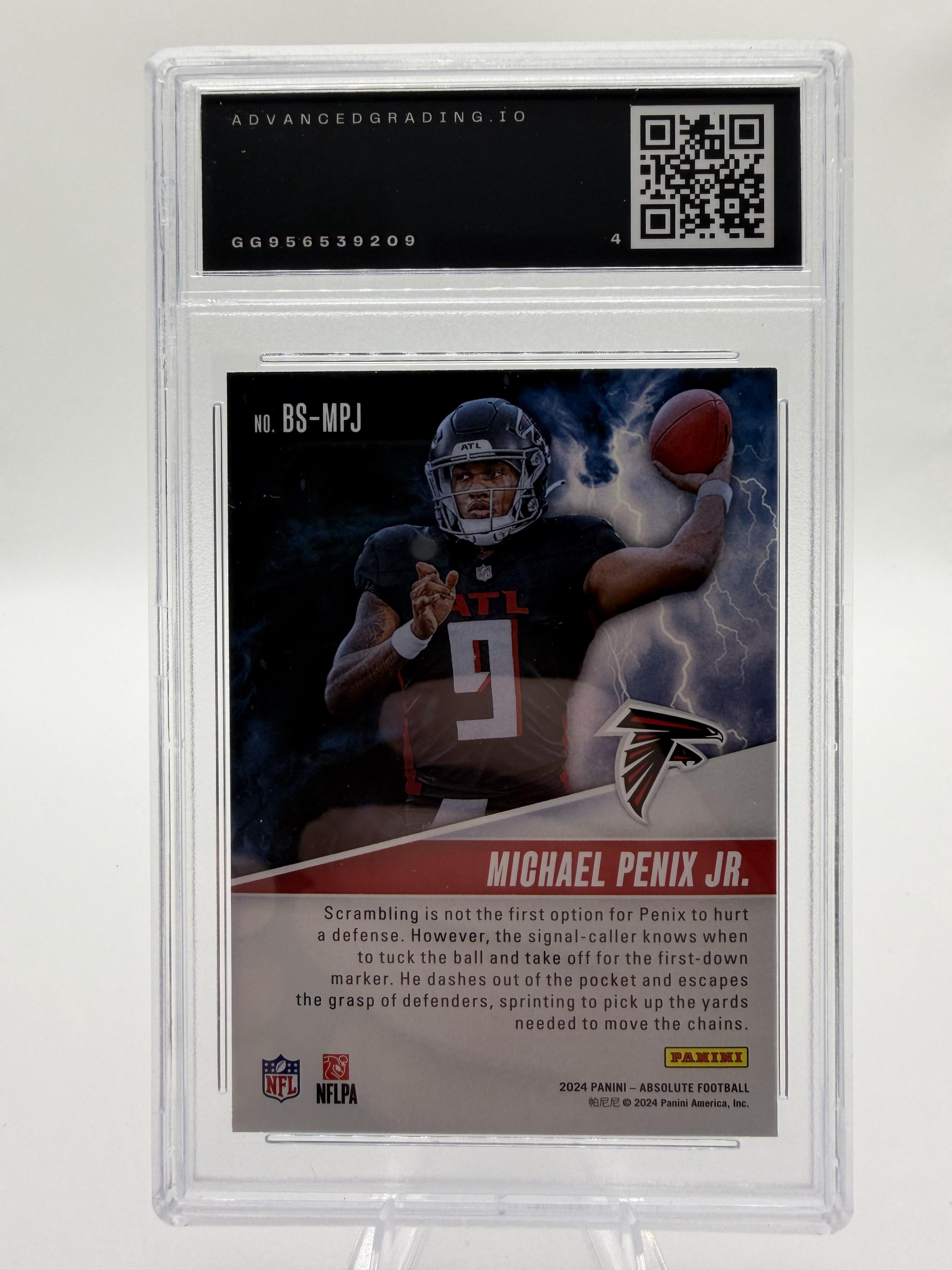 2024 Panini Absolute Michael Penix Jr #BS-MPJ By Storm Rookie Card AG 8 NM