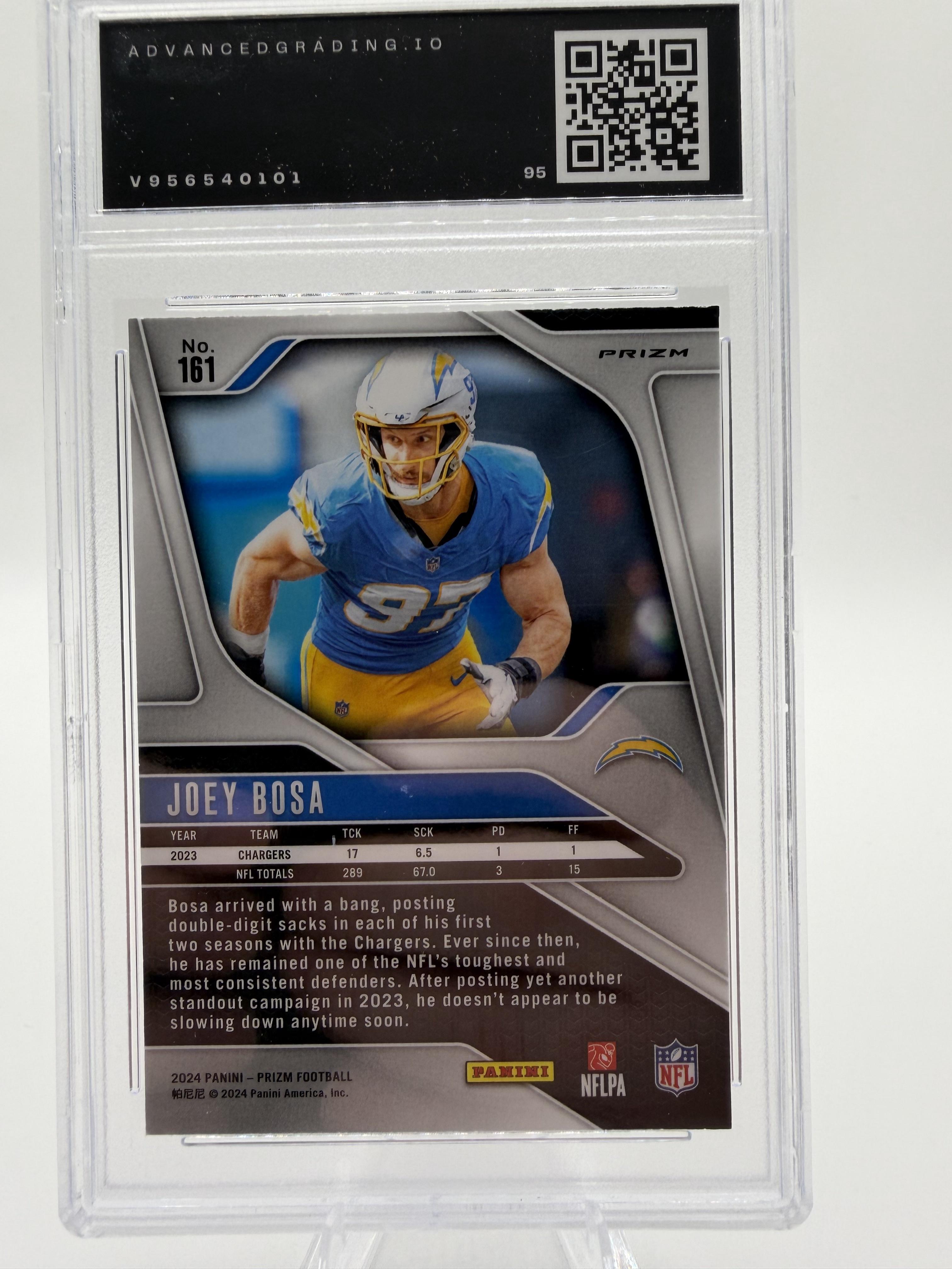 2024 Panini Prizm Joey Bosa #161 Red White Blue Card AG 9 Mint Chargers