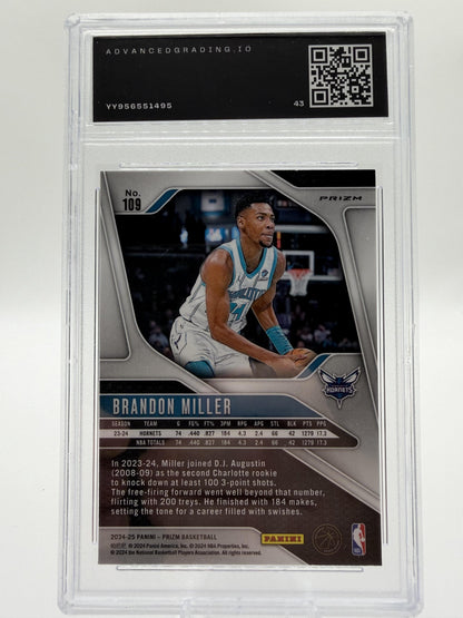2024-25 Panini Prizm Brandon Miller #109 Red White Blue Card AG 10 Gem Mint