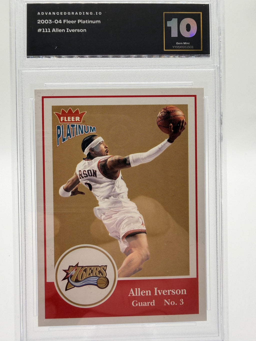 2003-04 Fleer Platinum Allen Iverson #111 76ers HOF AG 10 Gem Mint Card