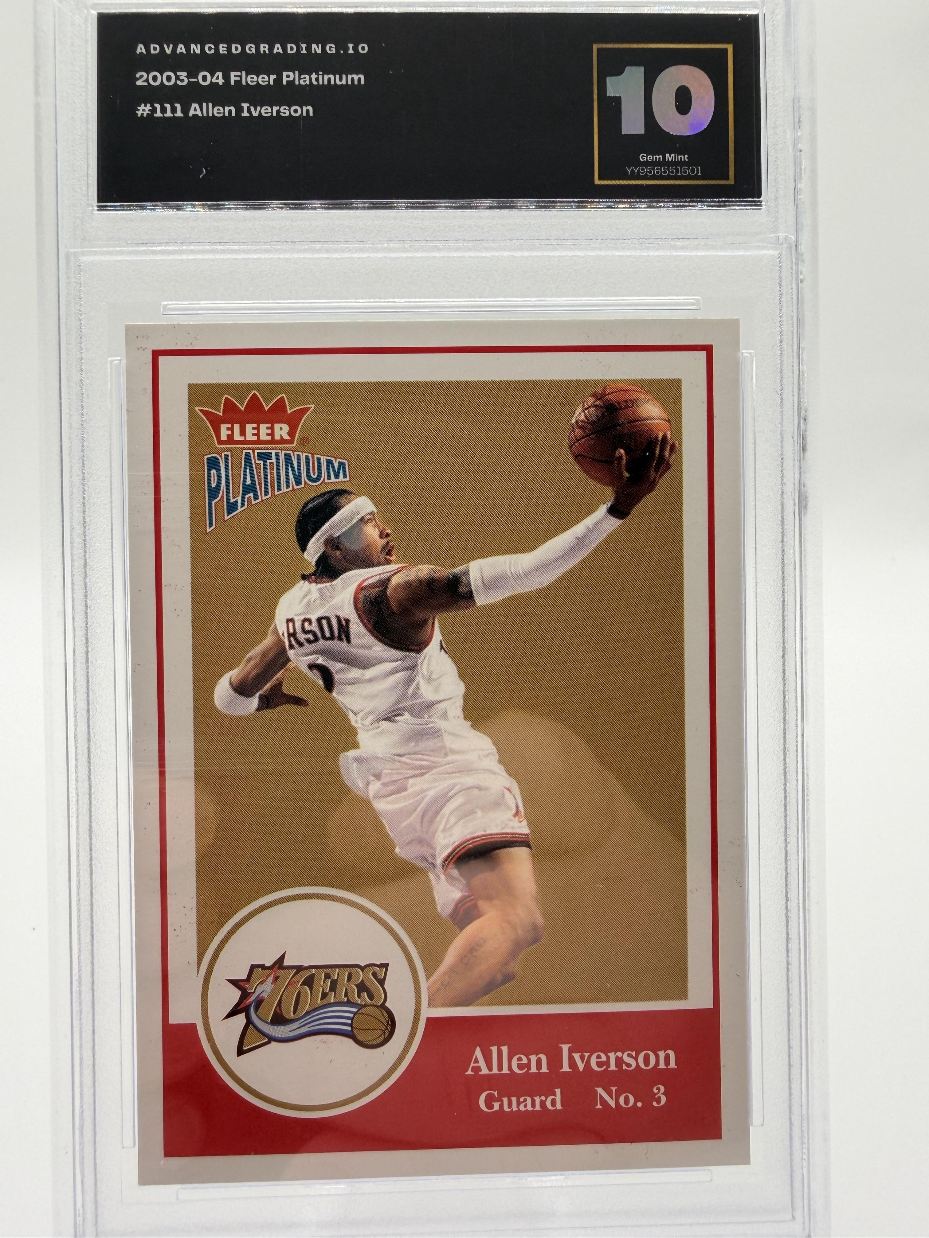 2003-04 Fleer Platinum Allen Iverson #111 76ers HOF AG 10 Gem Mint Card