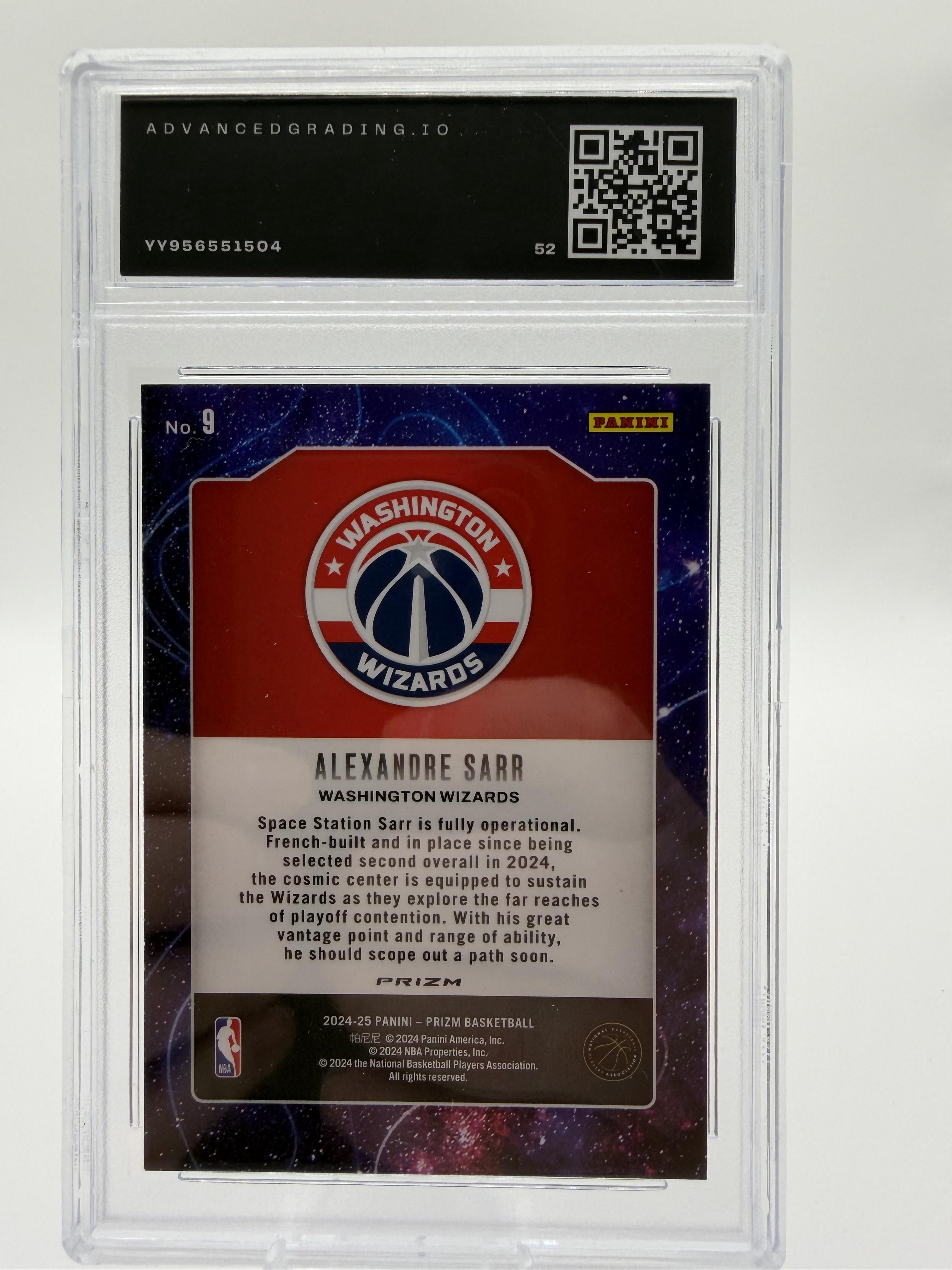 2024-25 Panini Prizm Alexandre Sarr Deep Space Green Prizm Card Gem Mint 10