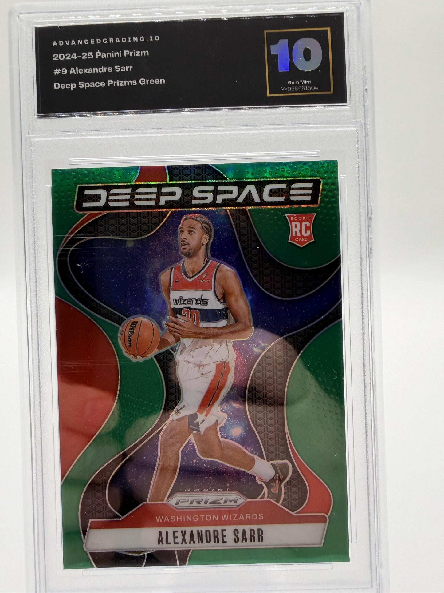 2024-25 Panini Prizm Alexandre Sarr Deep Space Green Prizm Card Gem Mint 10