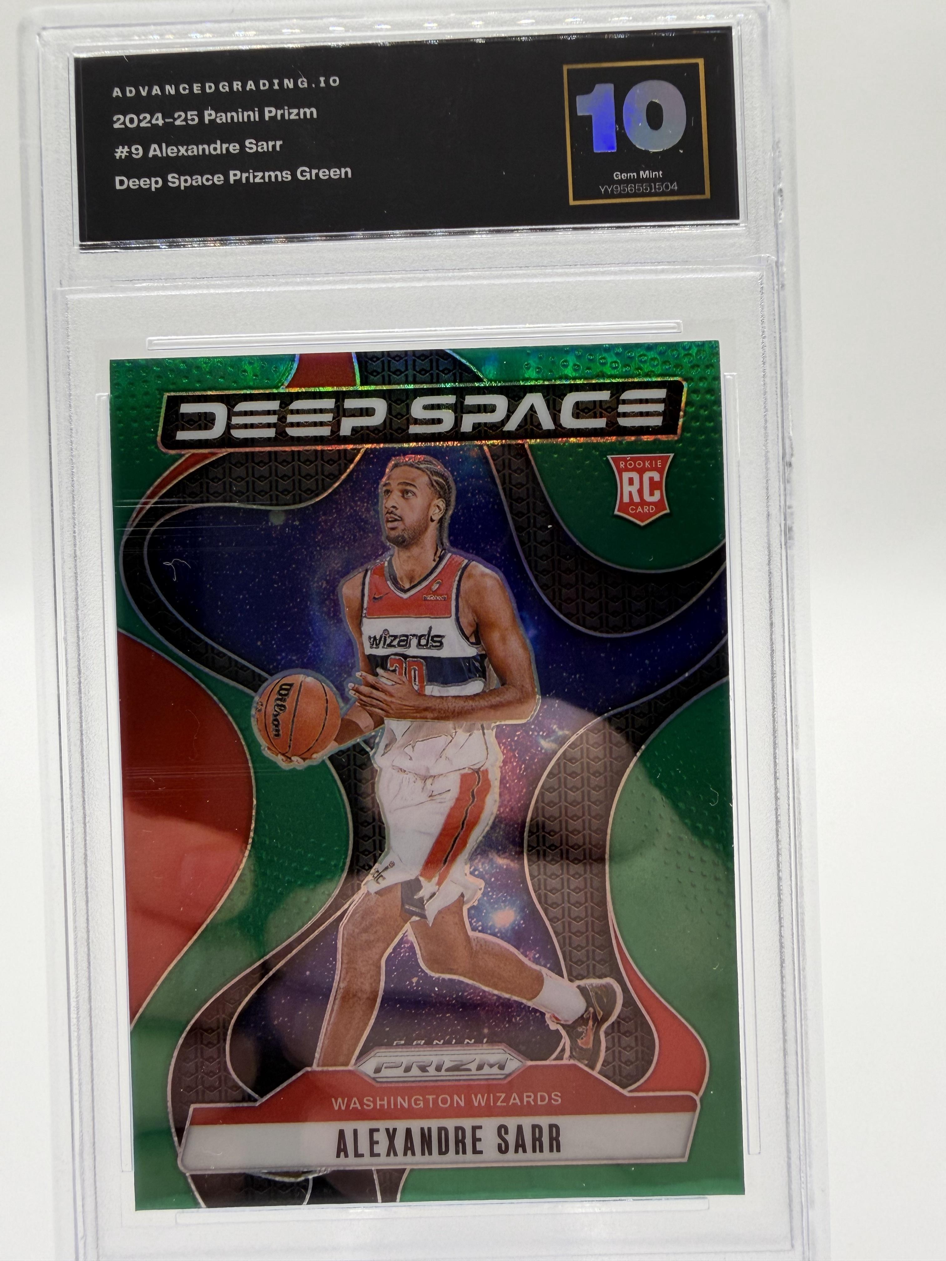 2024-25 Panini Prizm Alexandre Sarr Deep Space Green Prizm Card Gem Mint 10