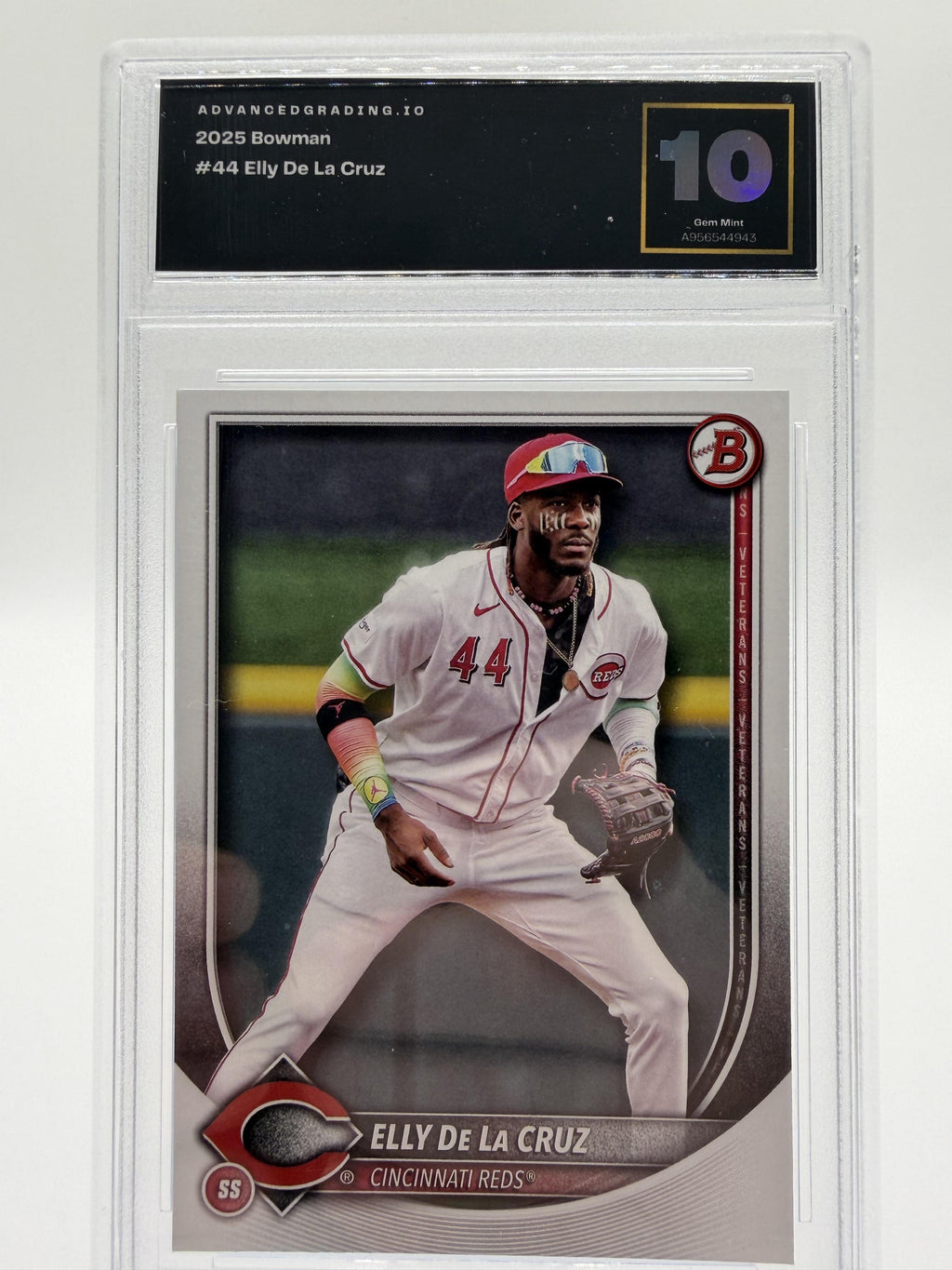2025 Topps Bowman Elly De La Cruz #44 Cincinnati Reds Card Gem Mint 10