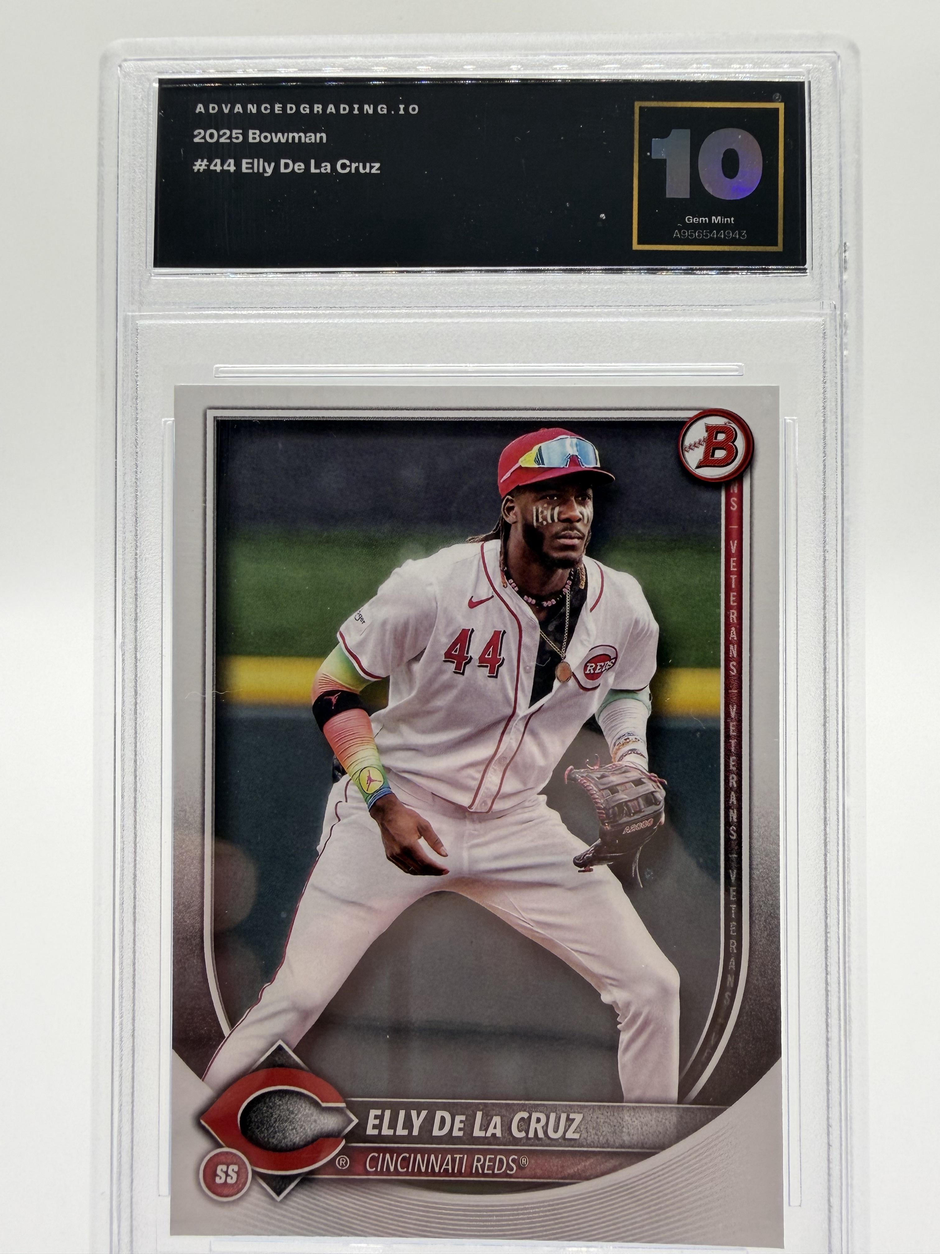 2025 Topps Bowman Elly De La Cruz #44 Cincinnati Reds Card Gem Mint 10