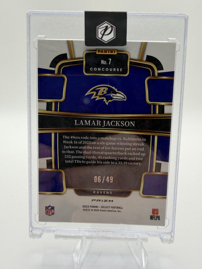 2023 Panini Select Lamar Jackson Orange Prizm Die-Cut Concourse Card /49