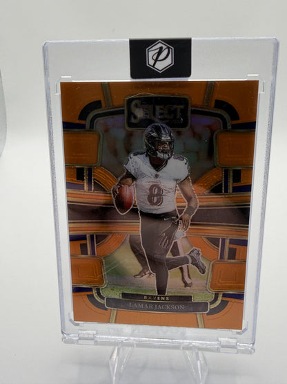 2023 Panini Select Lamar Jackson Orange Prizm Die-Cut Concourse Card /49