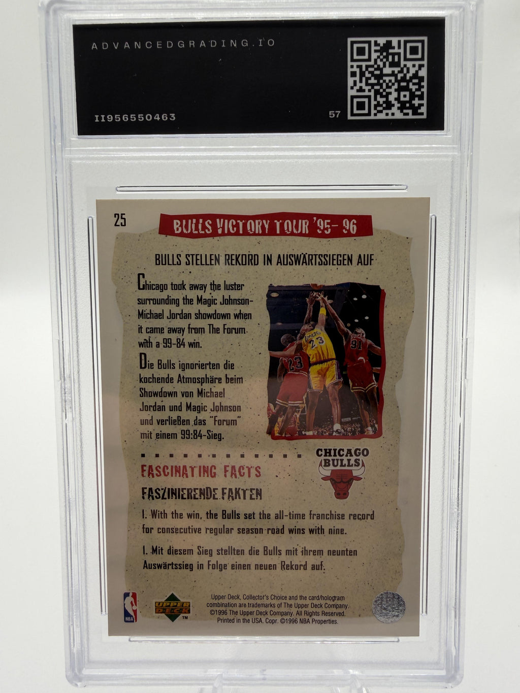 1996-97 Collector's Choice Michael Jordan #25 Bulls Victory Tour Card Mint 9