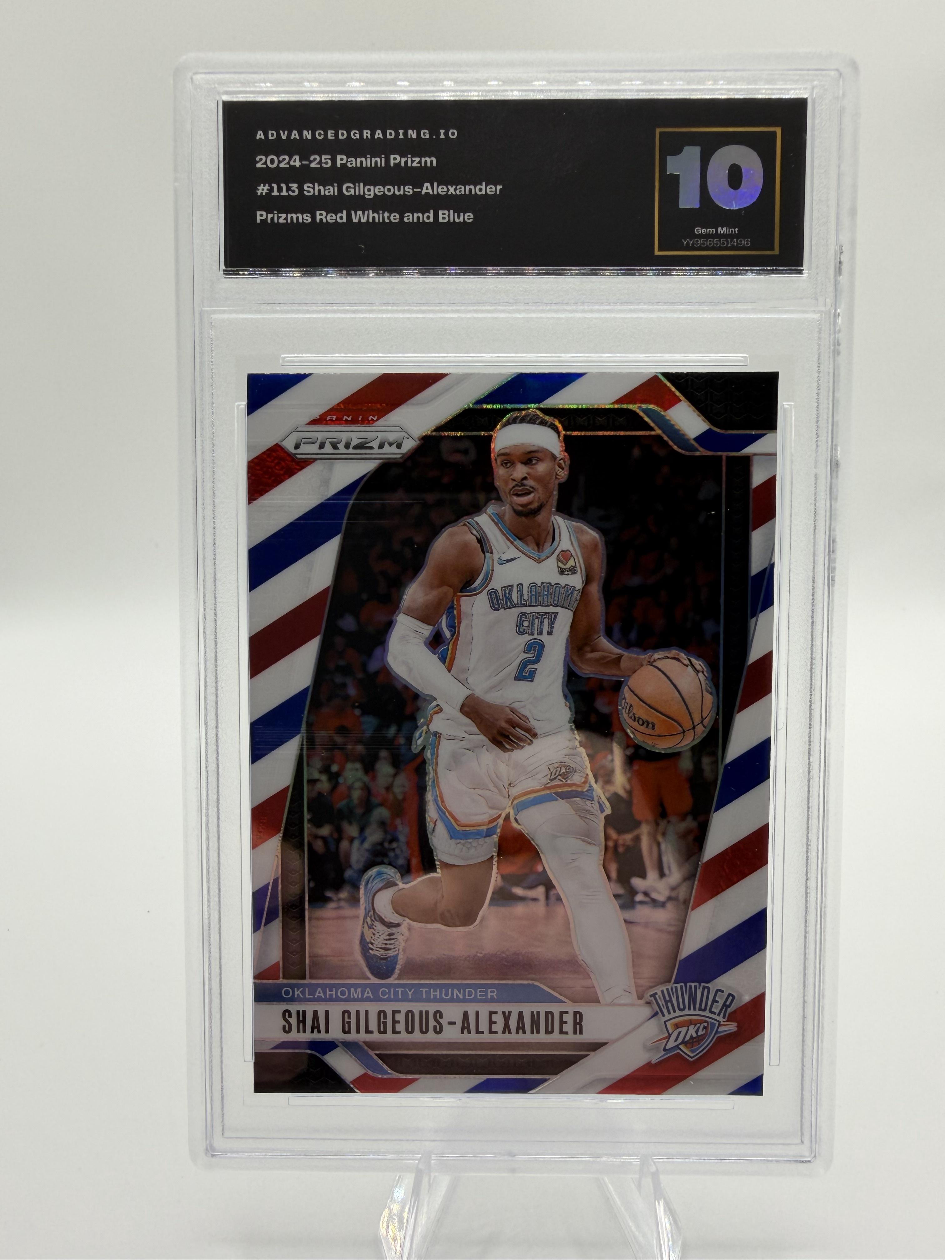 2024 Panini Prizm Shai Gilgeous-Alexander Red White Blue Prizm Card AG  Mint 10