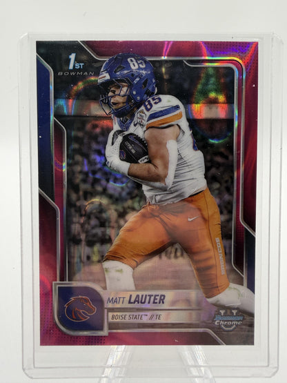 2025 Bowman Chrome Matt Lauter 1st Bowman Pink Lava Refractor Card #159