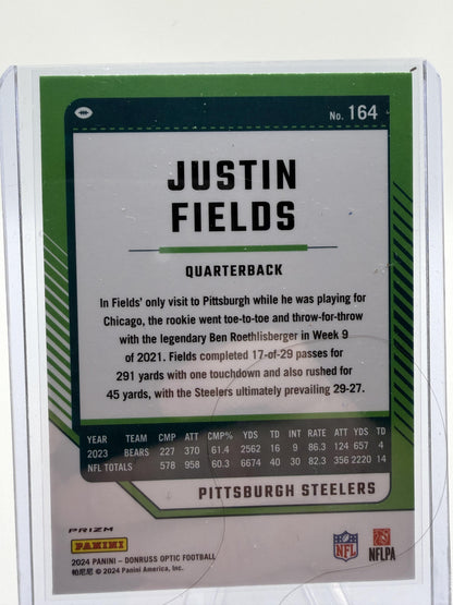 2024 Panini Donruss Optic Justin Fields Blue Stars Prizm Card #164