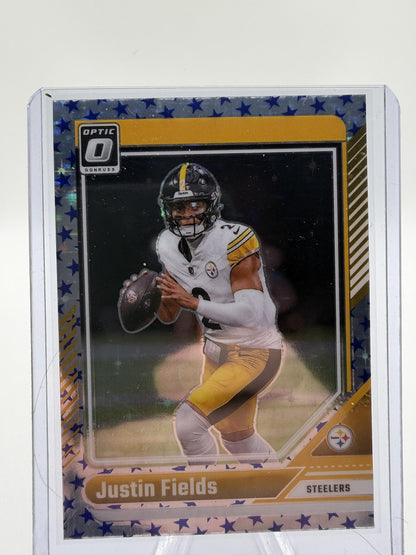 2024 Panini Donruss Optic Justin Fields Blue Stars Prizm Card #164