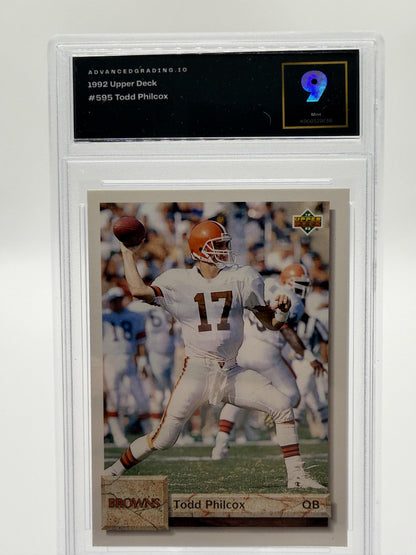 1992 Upper Deck Todd Philcox #595 Browns QB AG 9 Mint Graded Card