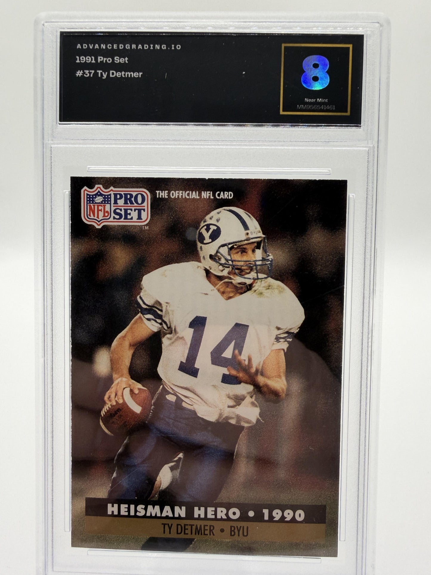 1991 Pro Set Ty Detmer Heisman Hero #37 BYU Card AG 8 NEAR MINT Rookie Card