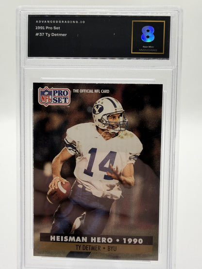 1991 Pro Set Ty Detmer Heisman Hero #37 BYU Card AG 8 NEAR MINT Rookie Card
