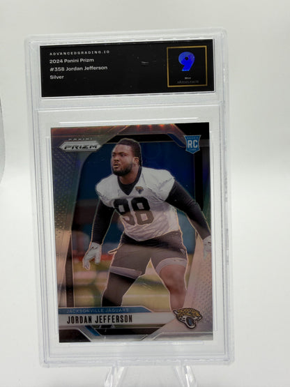 2024 Panini Prizm Jordan Jefferson Silver Prizm RC Card #358 AG 9 MINT