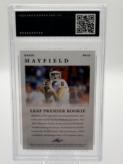 2018 Leaf Baker Mayfield Premier Rookie Card #PR-03 GEM 10 RC Oklahoma