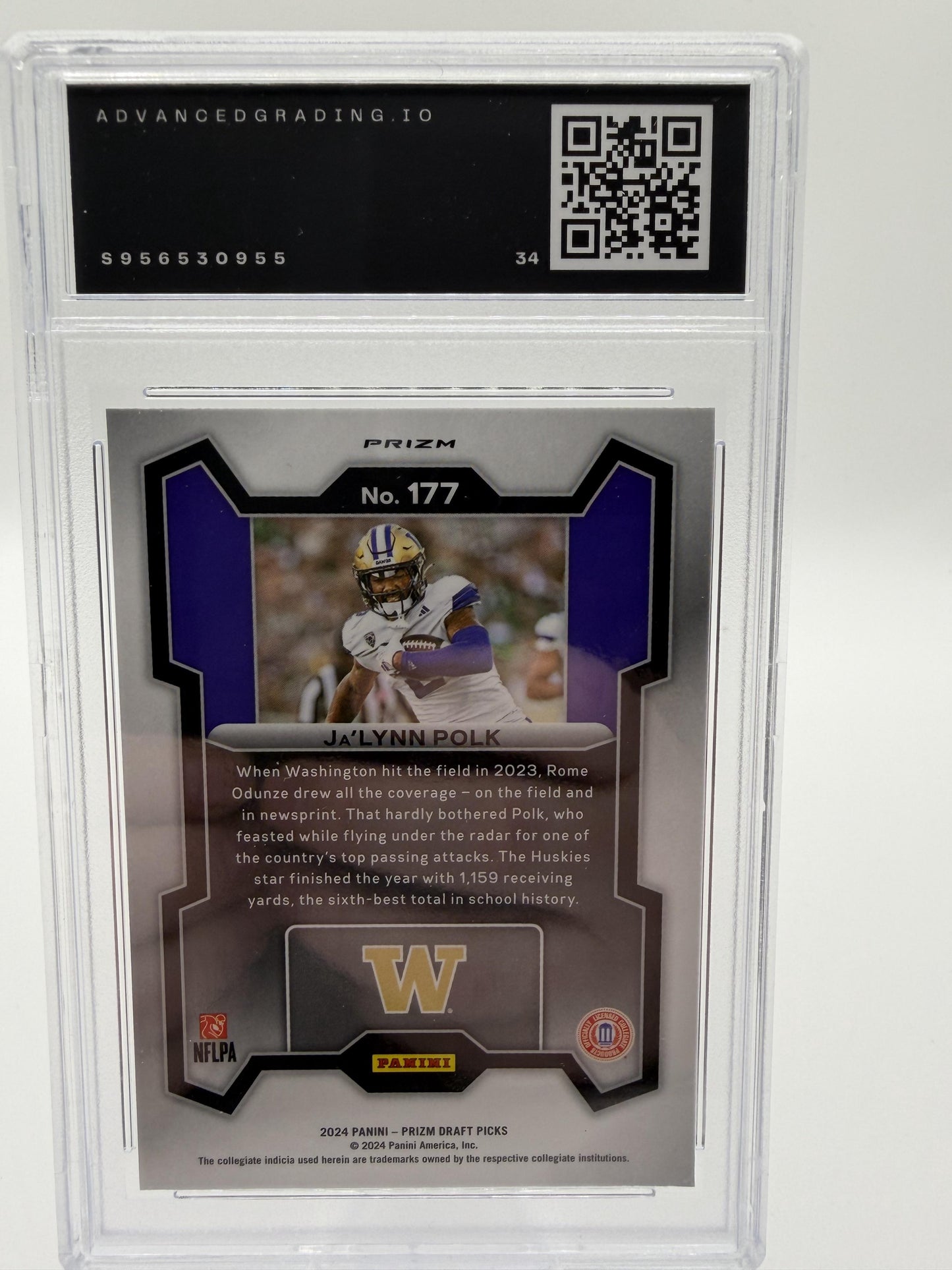 2024 Panini Prizm Draft Picks Ja'Lynn Polk Rookie Red Ice Prizm Card #177 GEM 10