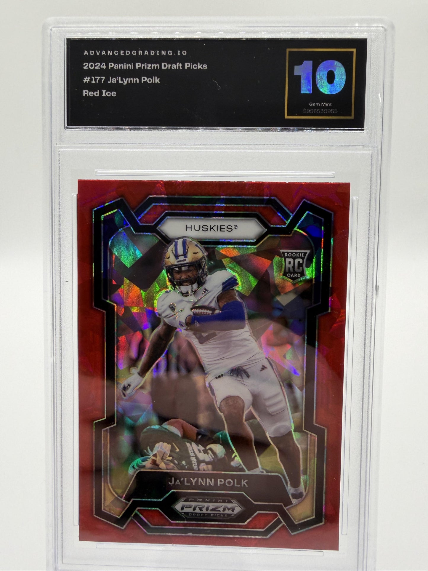 2024 Panini Prizm Draft Picks Ja'Lynn Polk Rookie Red Ice Prizm Card #177 GEM 10