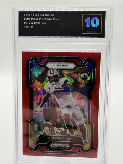 2024 Panini Prizm Draft Picks Ja'Lynn Polk Rookie Red Ice Prizm Card #177 GEM 10
