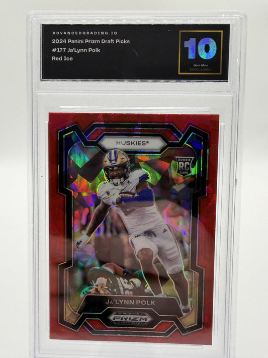 2024 Panini Prizm Draft Picks Ja'Lynn Polk Rookie Red Ice Prizm Card #177 GEM 10