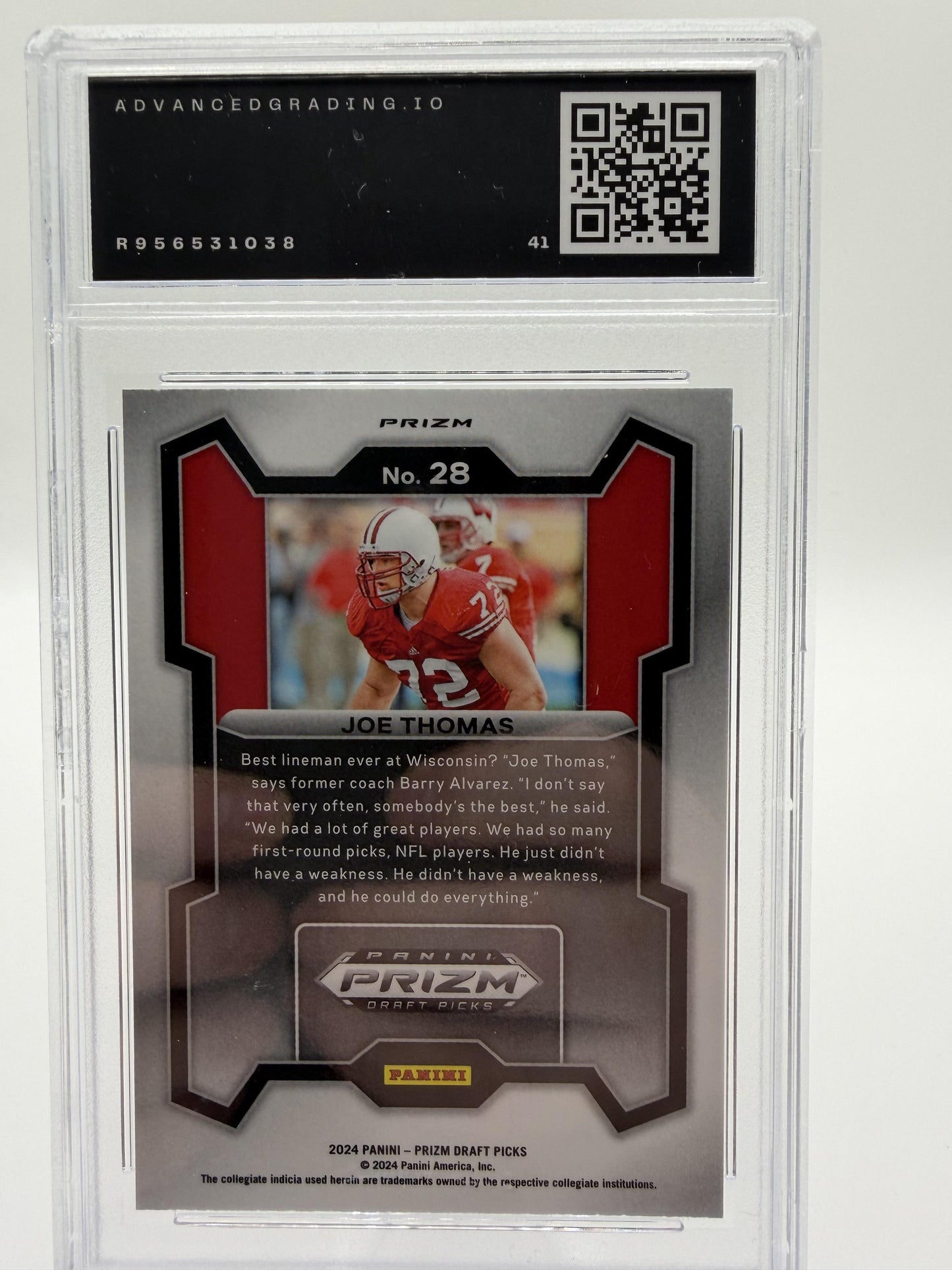 2024 Panini Prizm Draft Picks Joe Thomas Red Ice Prizm Card #28 AG 10 GEM MINT