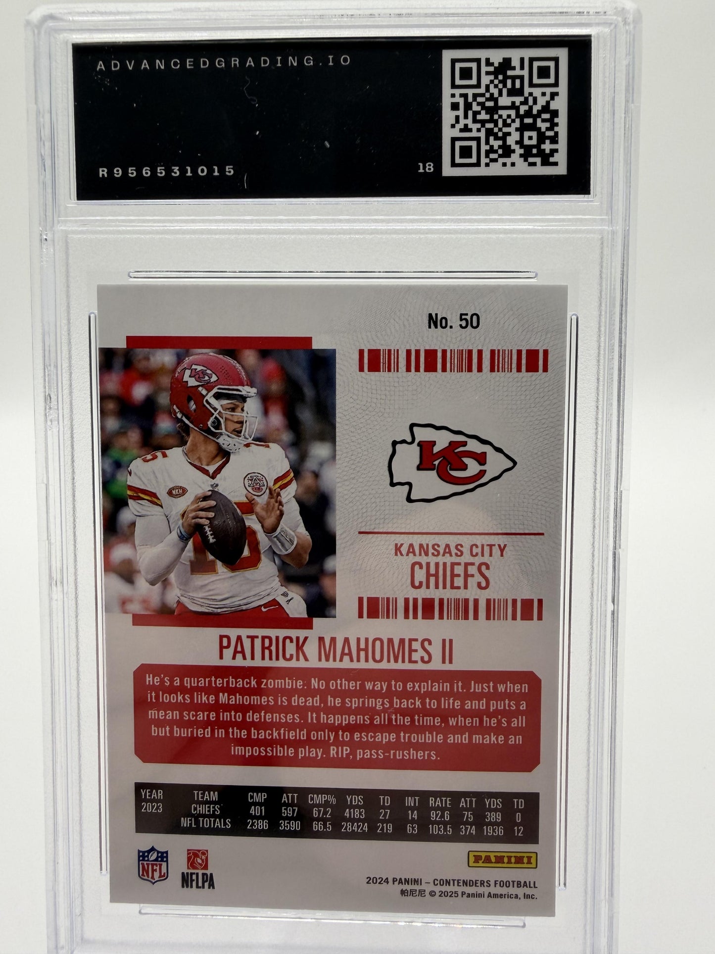 2024 Panini Contenders Patrick Mahomes II Season Ticket Card #50 AG 10 GEM MINT