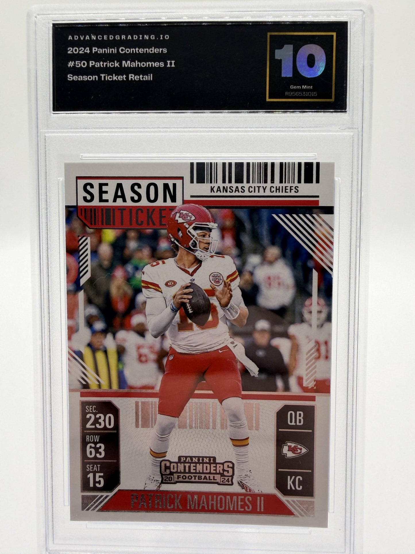 2024 Panini Contenders Patrick Mahomes II Season Ticket Card #50 AG 10 GEM MINT