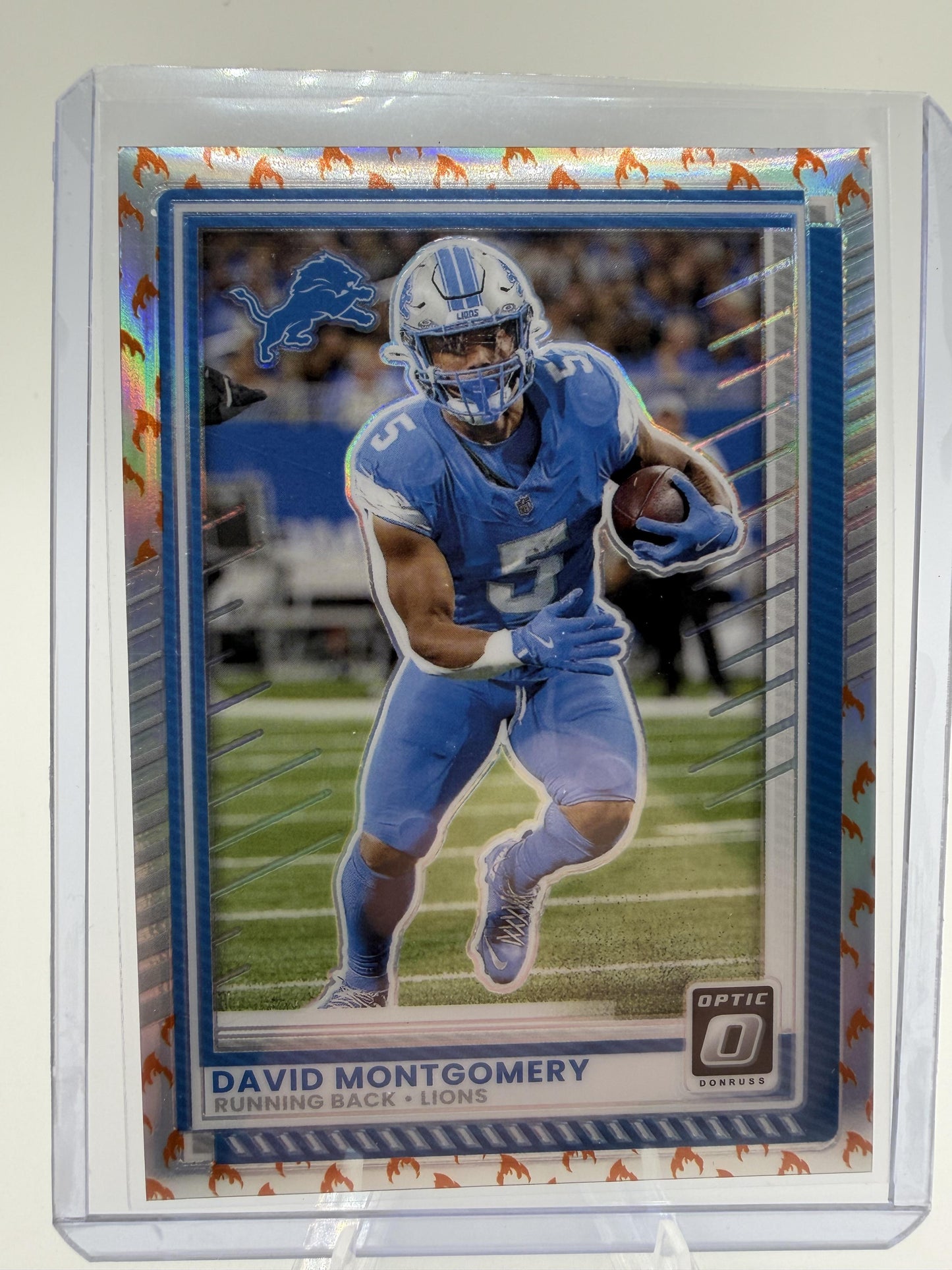 2025 Panini Donruss Optic David Montgomery Lions Fire Parallel Card #117