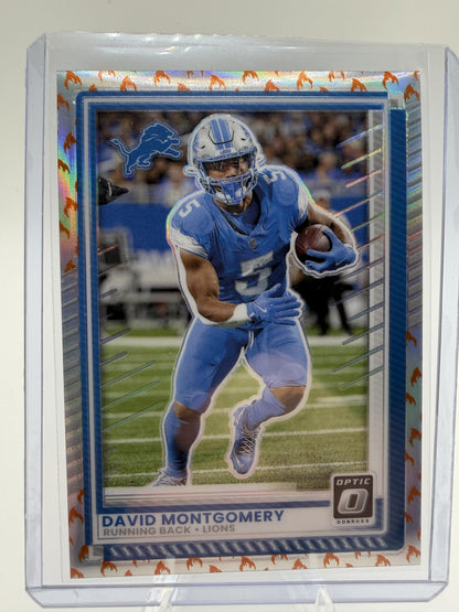 2025 Panini Donruss Optic David Montgomery Lions Fire Parallel Card #117