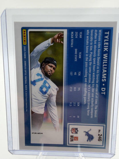 2025 Donruss Optic Tyleik Williams Rated Rookie Purple Shock Prizm Card #246