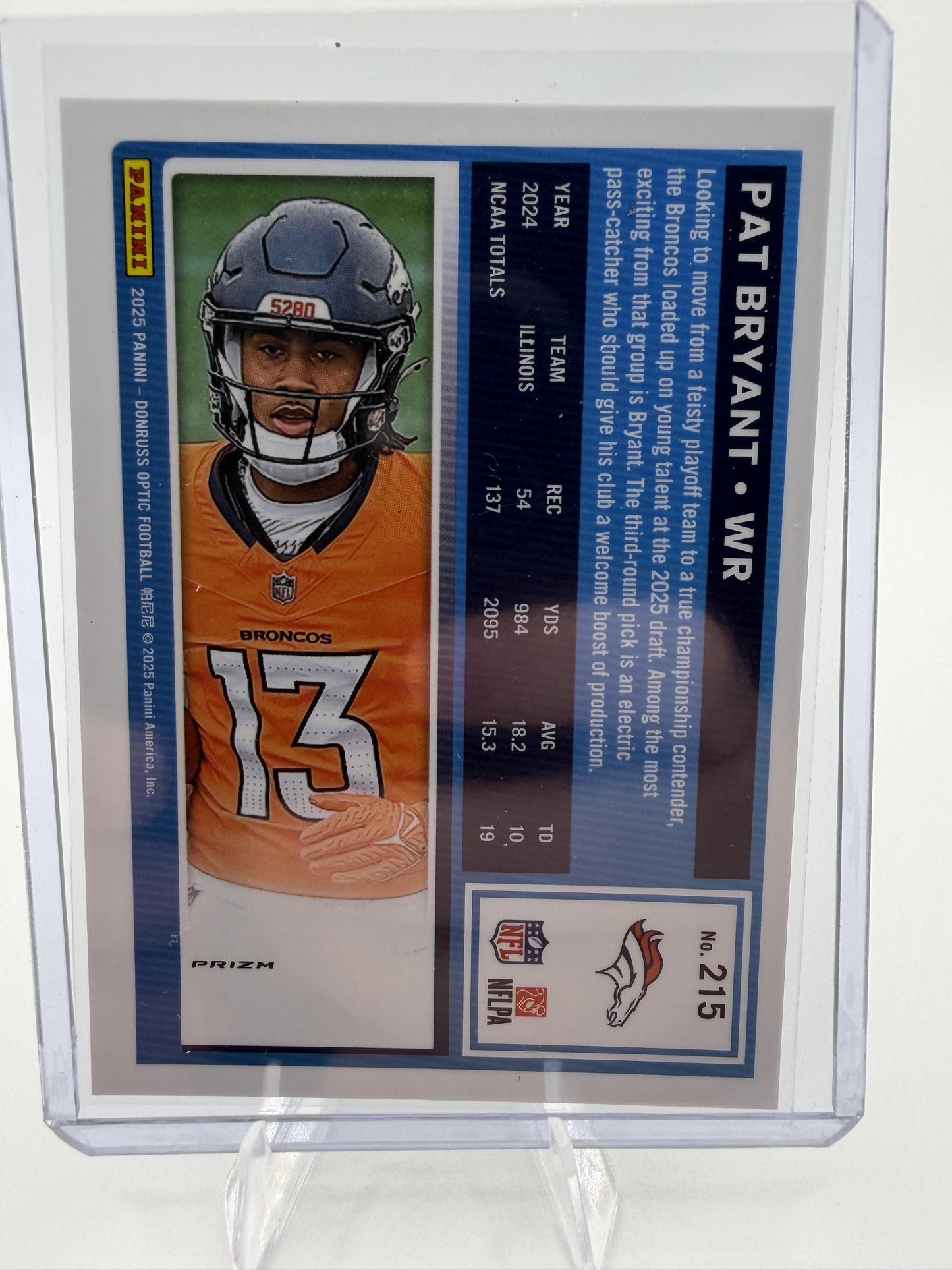 2025 Donruss Optic Pat Bryant Rated Rookie Purple Shock Prizm Card #215