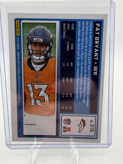 2025 Donruss Optic Pat Bryant Rated Rookie Purple Shock Prizm Card #215