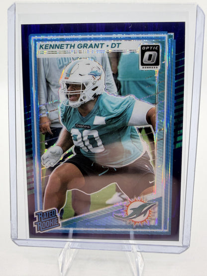 2025 Donruss Optic Kenneth Grant Rated Rookie Purple Shock Prizm Card #216