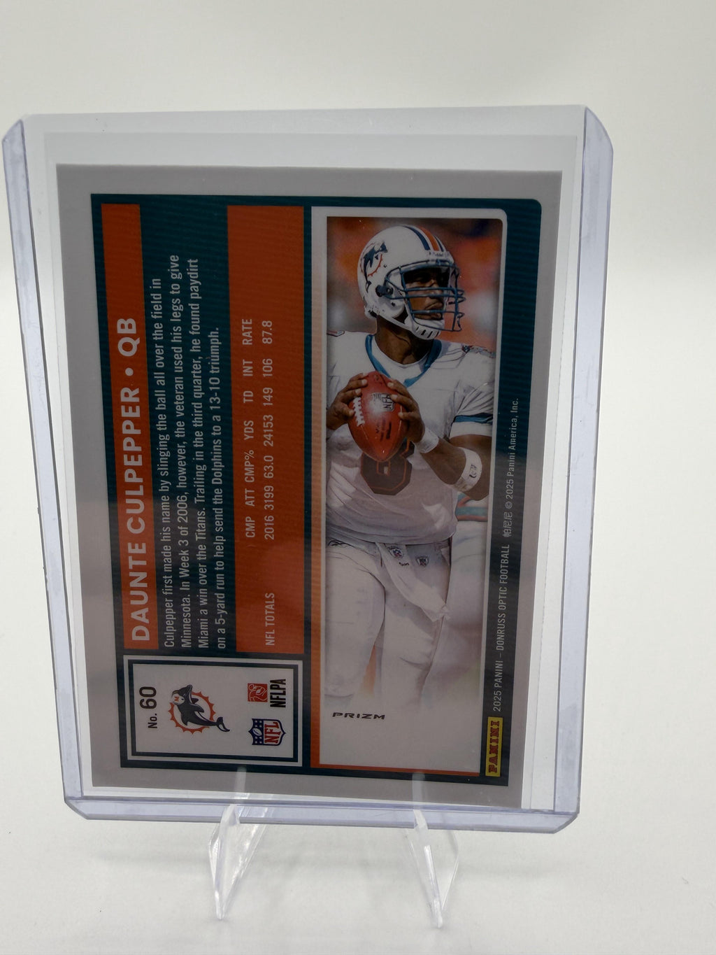2025 Donruss Optic Daunte Culpepper Silver Prizm Dolphins Card #60