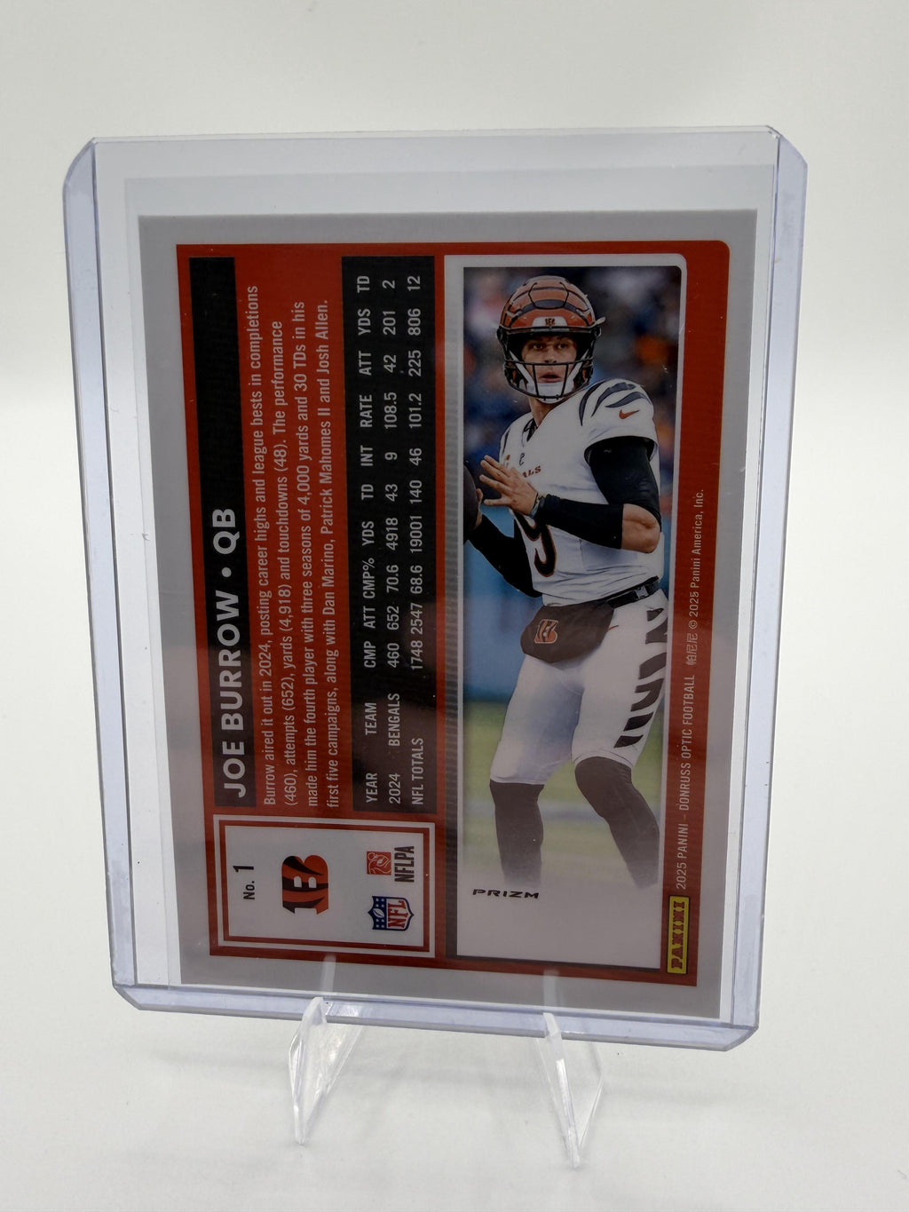 2025 Donruss Optic Joe Burrow Silver Prizm Bengals Card #1